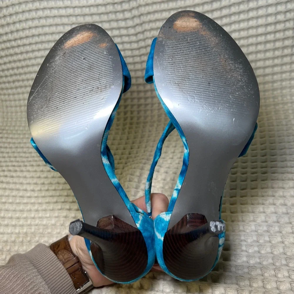 CARLOS BY CARLOS‎ SANTANA Blue Tie Dye 80s Bow Stiletto Heels Women's Size 10M